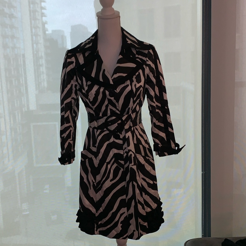 Y2K Bebe Zebra Trench Coat Small